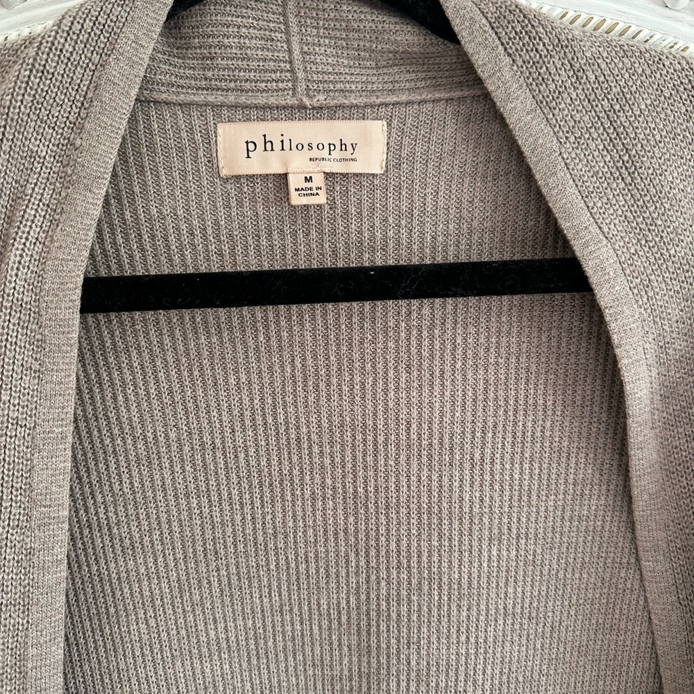 Philosophy Taupe Cardigan Sweater
